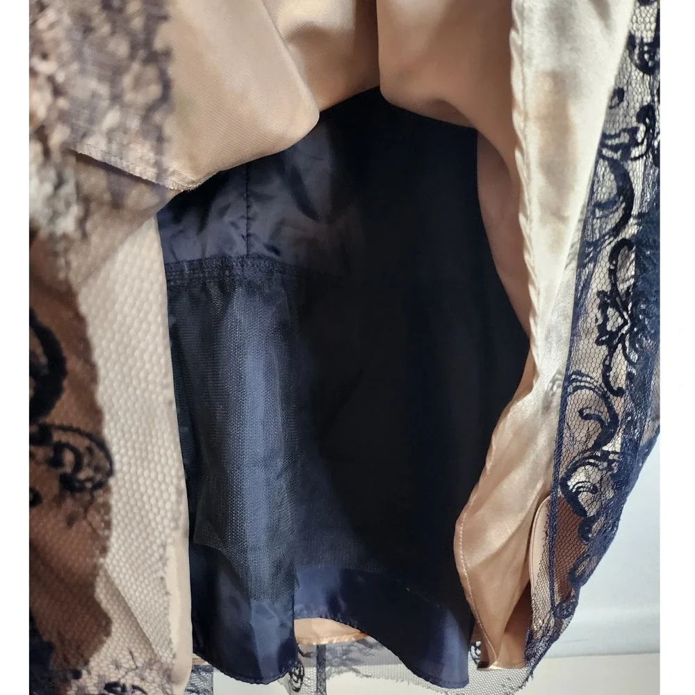 J.R. Nites by Carol‎ Lin Fit & Flare Royal Blue / Champagne Lace Skirt Dress 6 - Picture 6 of 11